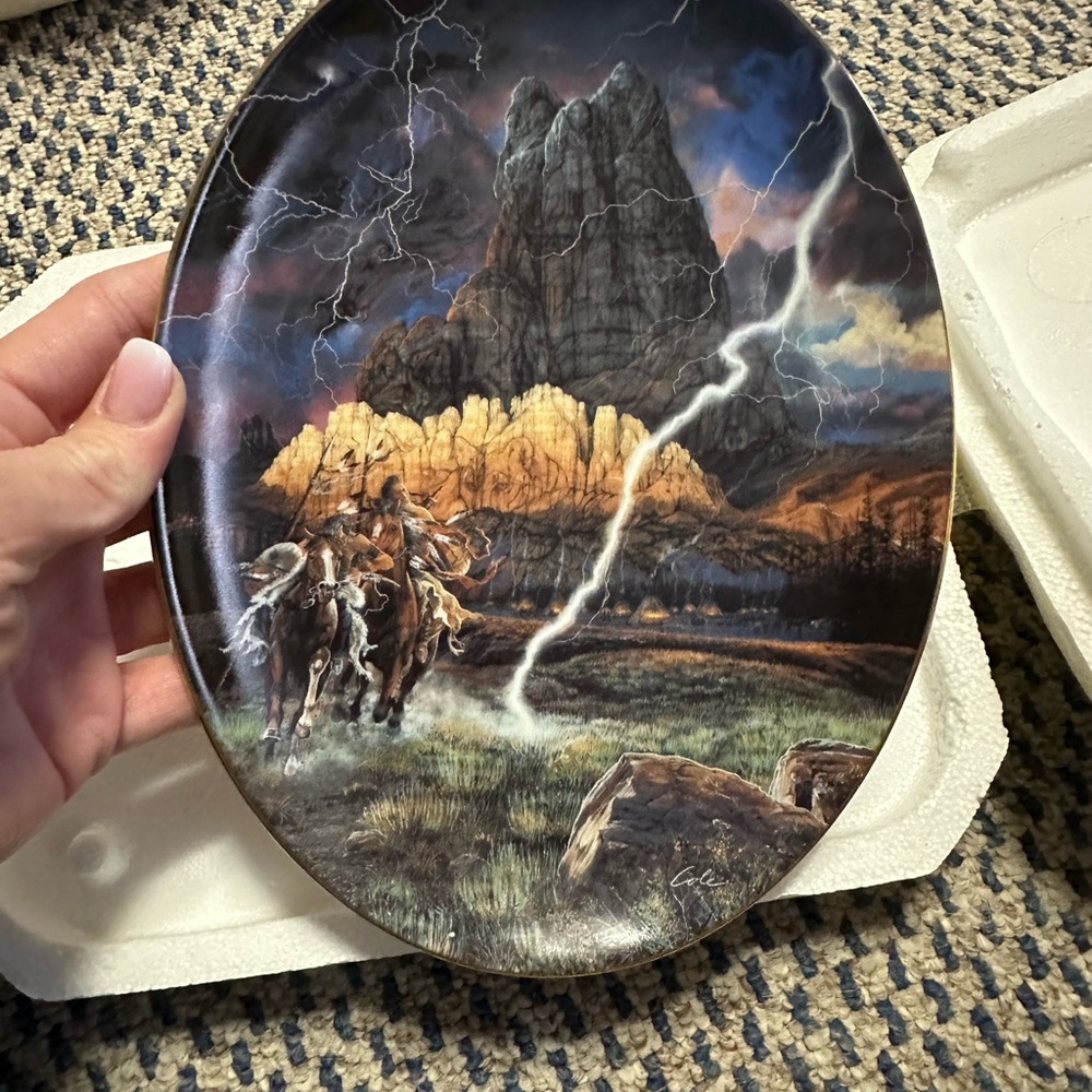 Decorative Plate with Lightning and Riders